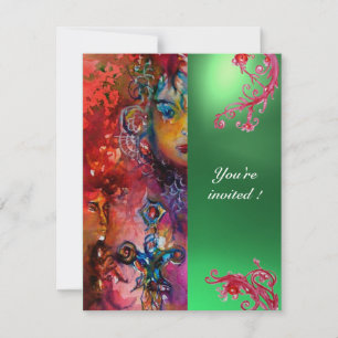Invitation Jeu EXCALIBUR rouge vif, bleu rose orange vert