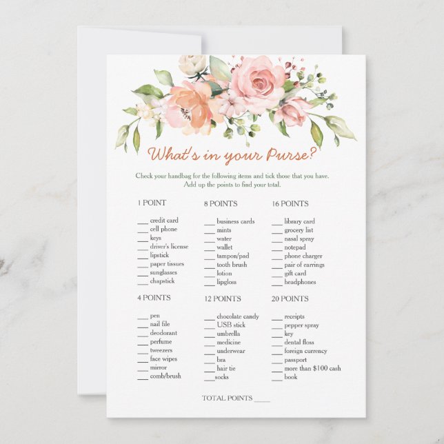 Invitation Jeu Floral Bridal Purge / Mariage Scramble (Devant)