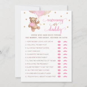 Invitation Jeu Maman ou Papa Ours en peluche Baby Shower