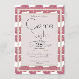 Invitation Jeu Night Pink Parties scintillant Jouer aux dés