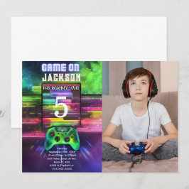 Invitation Jeu On, Jeu Vidéo Garçon Photo Anniversaire