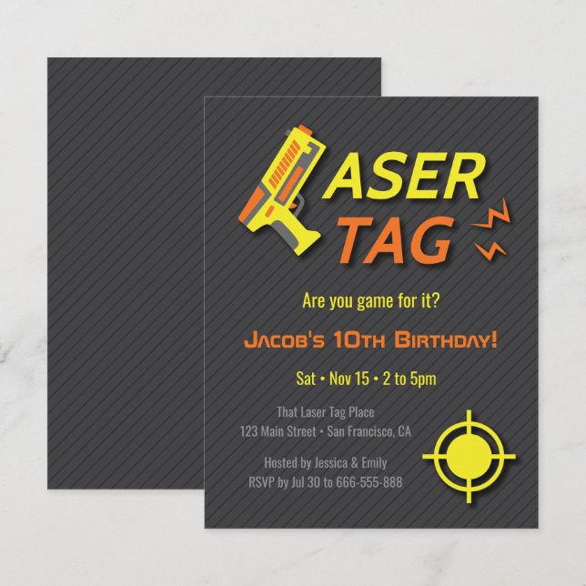 Invitation Jeu Pour Laser Balise Anniversaire de enfant Invit (Devant / Derrière)