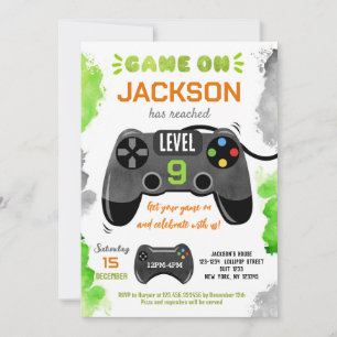 Invitation Jeu Sur Niveau Up Vidéo Jeu Anniversaire Invitatio