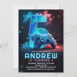 Invitation Jeu vidéo 5e fête d'anniversaire