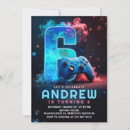 Invitation Jeu vidéo 6e fête d'anniversaire
