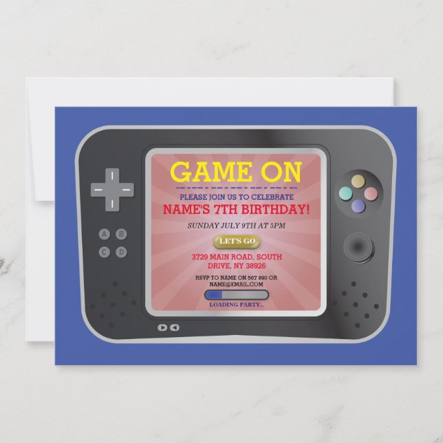 Invitation Jeu vidéo Anniversaire Partie Gamer Boy Console In (Devant)