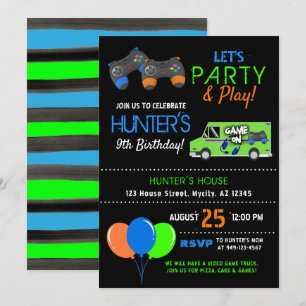 Invitation Jeu vidéo pour enfants Camion Anniversaire Invitat