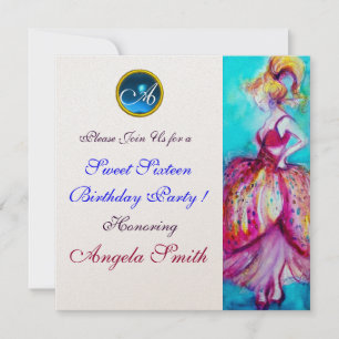 INVITATION JEUNE FILLE BLANC DOUCE 16 PARTY GEM MONOGRAM