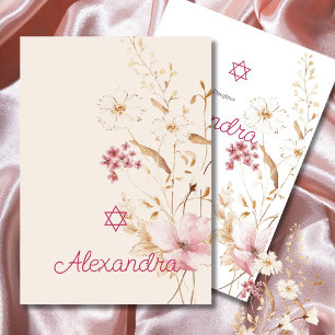 Invitation Jeune Fille Juive Bébé Nommer Étoile Fleur sauvage
