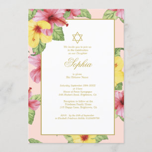 Invitation Jeune Fille Juive Nommer Hibiscus Floral Rose