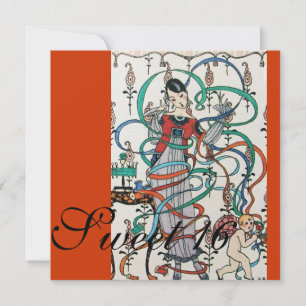 Invitation JEUNE FILLE, RIBBONS COLORÉS SUÈDE 16 PARTI Orange