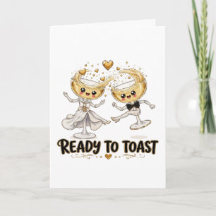 Invitation Jeune Marié et Mariée Prêts à Porter un Toast