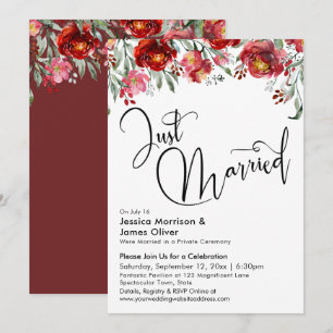 Invitation Jeune Marié Typographie Rouge Bourgogne Floral
