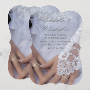 Invitation Jeune mariée et épouser de mains et d'anneaux de