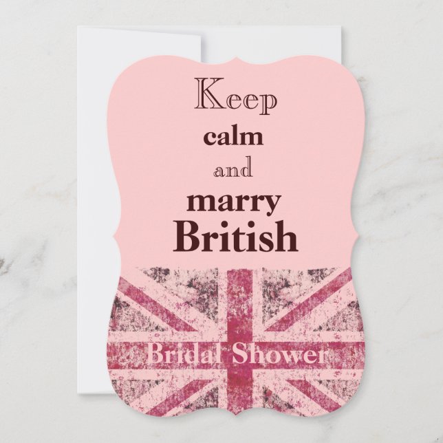 Invitation Jeune mariée grunge Girly d'Union Jack les anglais (Devant)