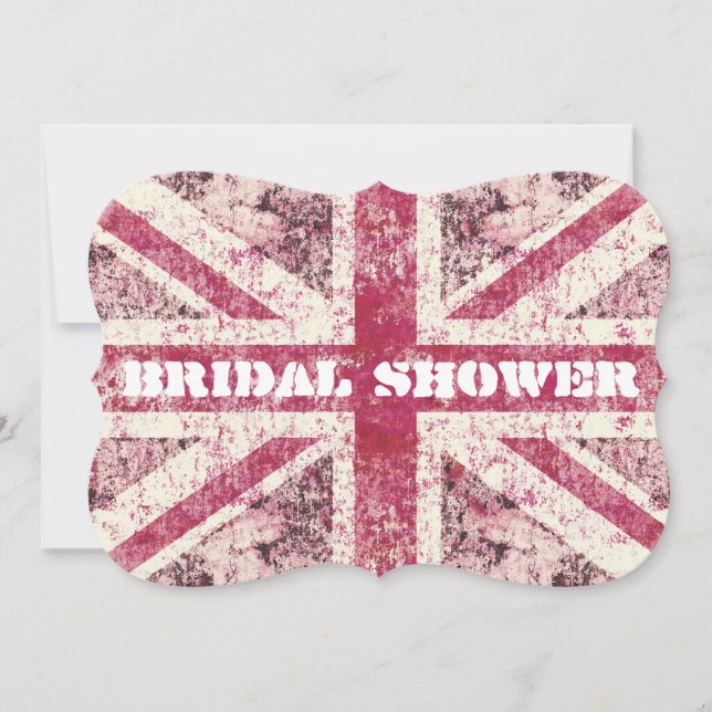 Invitation Jeune mariée grunge Girly d'Union Jack les anglais (Devant)