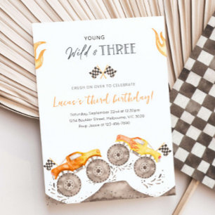 Invitation Jeune, Sauvage & Camion Monstre Orange TROIS 3ème 