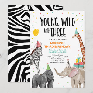 Invitation Jeune sauvage et trois animaux de la troisième par