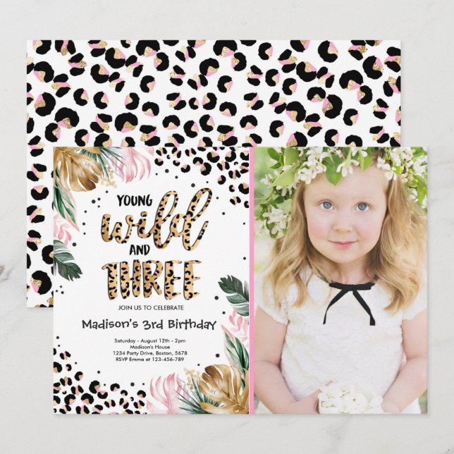 Invitation Jeune Sauvage Et Trois Empreintes de léopard De La (Devant / Derrière)