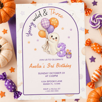 Invitation Jeune, Sauvage et Trois Halloween 3e Anniversaire