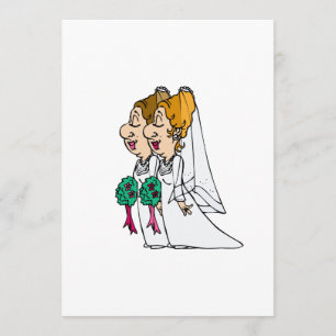 Invitation Jeunes mariées descendant le bas-côté