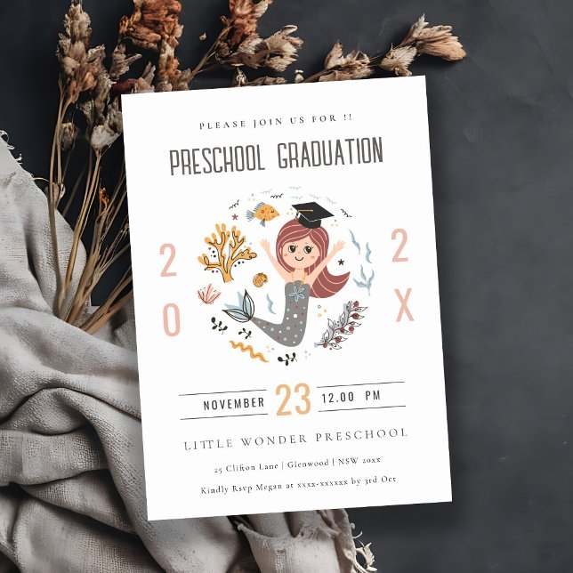 Invitation Jeunes Mignonnes Sirènes Sous L'Eau Primaire Diplô (Créateur téléchargé)