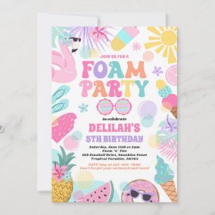 Invitation Jeux d'Anniversaire de la piscine en mousse tropic