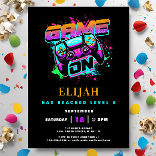Invitation Jeux d'anniversaire du gamer d'Arcade moderne