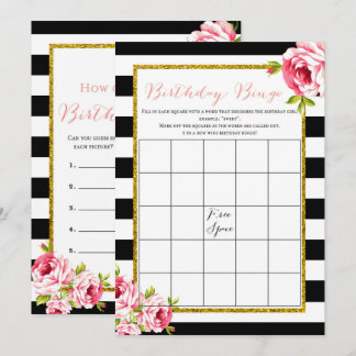 Invitation Jeux d'anniversaire x2 - quel âge | jeu de bingo