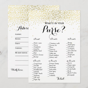 Invitation Jeux de Baby Shower et Mariage Confettis Or Double