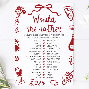 Invitation Jeux de Baby Shower "Italian Amore Would She Rathe