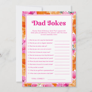 Invitation Jeux de blagues de papa rose et floral pour la fêt