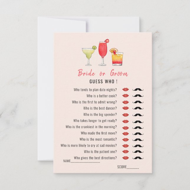 Invitation Jeux de douche de Cocktail Guess Who  (Devant)