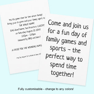 Invitation Jeux de famille Jour Slogan Grand Texte N'importe 