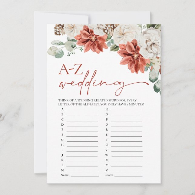 Invitation Jeux de Fête des mariées moderne Red Winter Weddin (Devant)