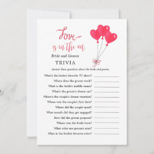 Invitation Jeux de Fête des mariées Red & White Heart TRIVIA