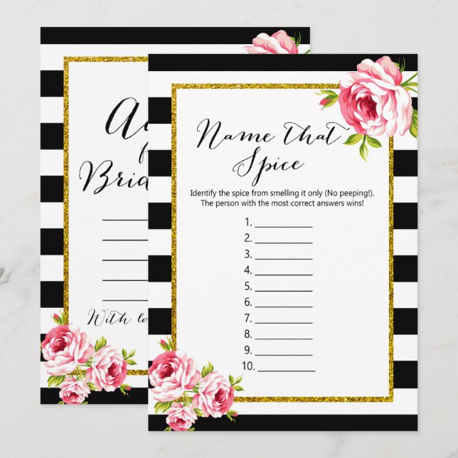 Invitation Jeux de Fête des mariées x2 - Nom épice | Conseils (Devant / Derrière)