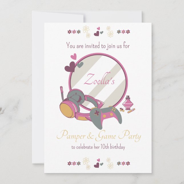 Invitation Jeux de filles et soirée de beauté (Devant)