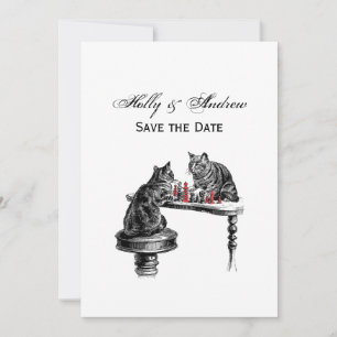 Invitation Jeux de société Deux chats jouant aux échecs Match