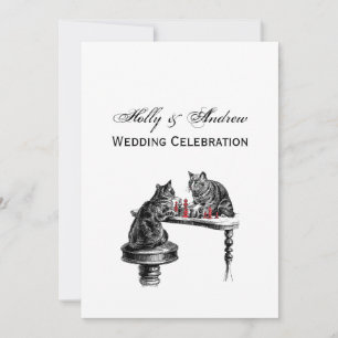 Invitation Jeux de société Deux chats jouant aux échecs Match