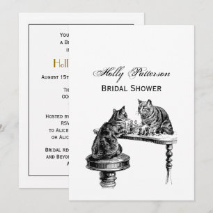Invitation Jeux de société : Deux chats jouant une partie d'é