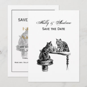 Invitation Jeux de société : Deux chats jouant une partie d'é