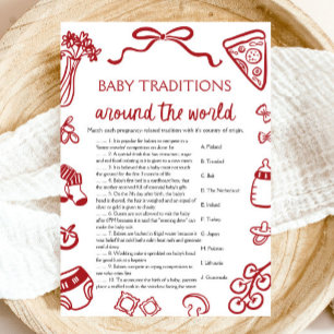 Invitation Jeux de traditions de bébé dessinées à la main aut
