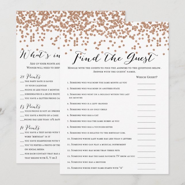 Invitation Jeux d'or Rose x2 (Devant / Derrière)