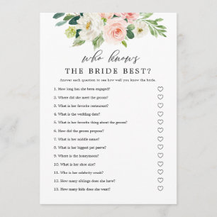 Invitation Jeux imprimable de mariage Fleurs rose Qui connaît