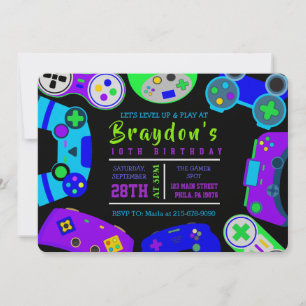 Invitation JEUX VIDÉO JEU Anniversaire de enfant