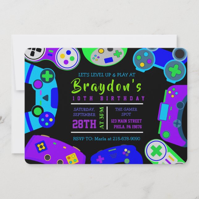 Invitation JEUX VIDÉO JEU Anniversaire de enfant (Devant)