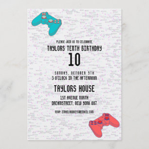 Invitation Jeux Vidéo Sports Joueur fête d'anniversaire