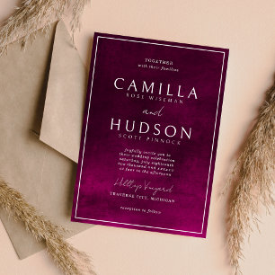 Invitation Jewel Tone Romance Garnet Mariage minimal