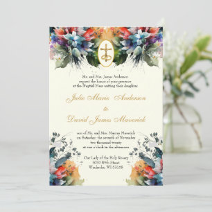 Invitation Jewel Toned Catholique Mariage et réception